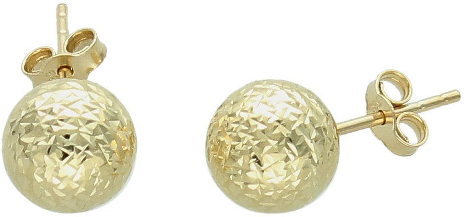 Kolczyki złote kulki grawerowane pr 585, DIA-KLC-12906-585 8mm Stylowe kolczyki wykonane ze złota próby 585. Kolczyki mają okrągły kształt, ozdobione grawerem. 1.jpg